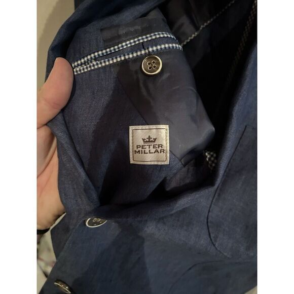 Peter Millar Mens XL Linen Silk Blazer Blue - Picture 4 of 10